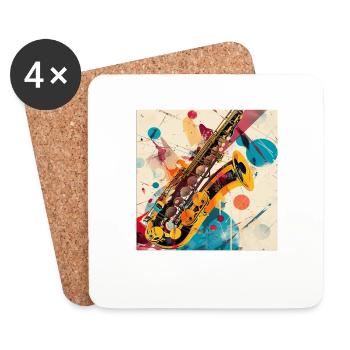 Saxophone - Dessous de verre (lot de 4) - blanc - Devant