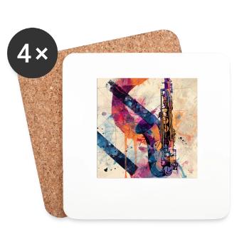 Saxophone - Dessous de verre (lot de 4) - blanc - Devant
