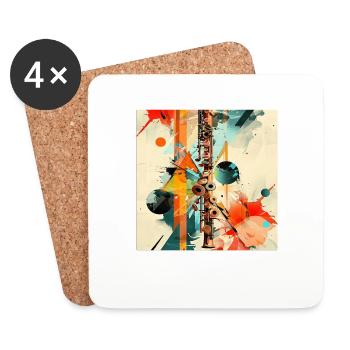 Flûte traversière - Dessous de verre (lot de 4) - blanc - Devant
