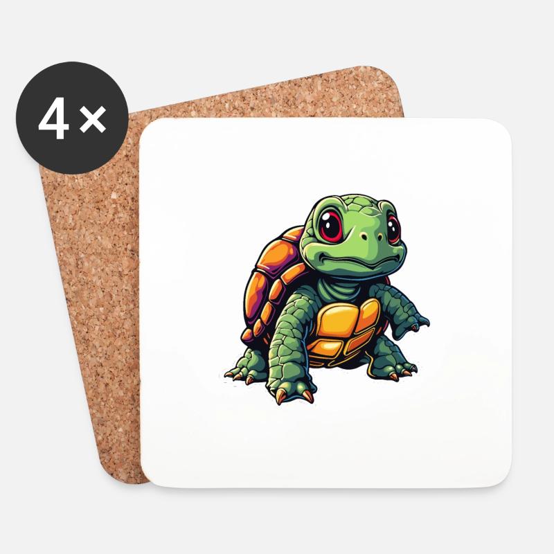 SCHILDKRÖTE - Untersetzer (4er-Set) - Weiß