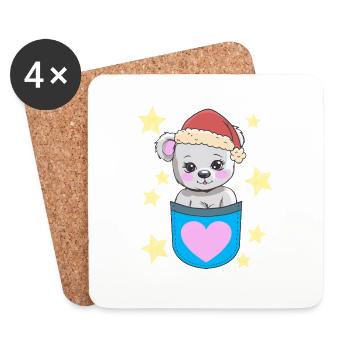Santa Claus Teddy Teddy Bear Kids - Coasters (set of 4) - white - Front