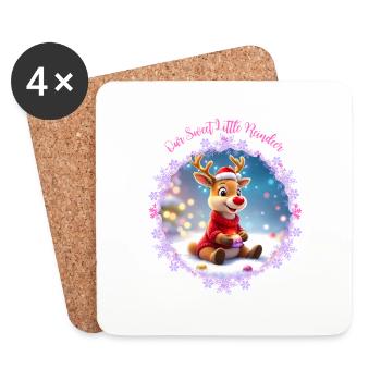 Our Cute Little Pink Reindeer - Coasters (set of 4) - white - Front