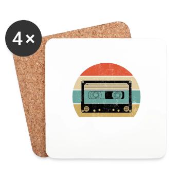 Retro Vintage Kassette - Untersetzer (4er-Set) - Weiß - Vorne