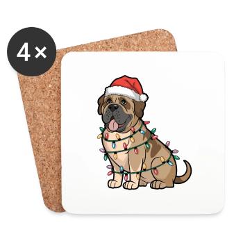 Mastiff Christmas Lights Xmas Dogs Gifts - Untersetzer (4er-Set) - Weiß - Vorne
