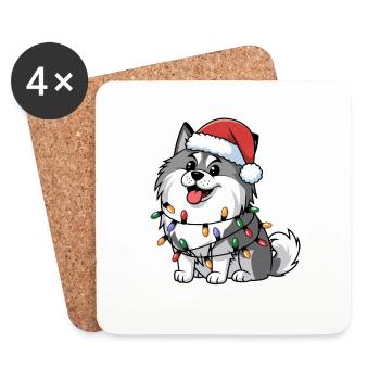 Keeshond Christmas Lights Xmas Dogs Gifts - Untersetzer (4er-Set) - Weiß - Vorne