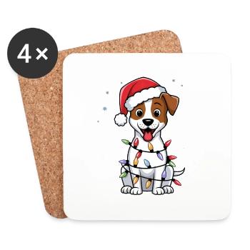 Jack Russell Terrier Christmas Lights Xmas Dogs - Untersetzer (4er-Set) - Weiß - Vorne
