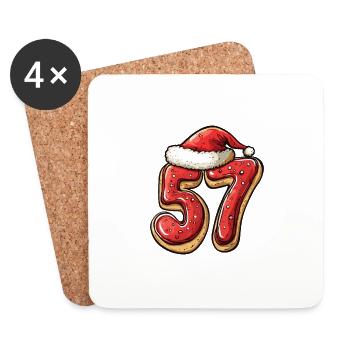 57 Number Christmas Cookie - Coasters (set of 4) - white - Front