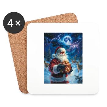 Weihnachtsmann Frauen Männer Kinder Weihnachten - Untersetzer (4er-Set) - Weiß - Vorne