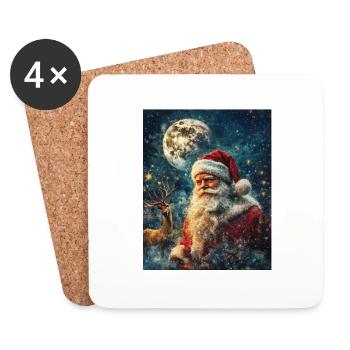 Weihnachtsmann Frauen Männer Kinder Weihnachten - Untersetzer (4er-Set) - Weiß - Vorne