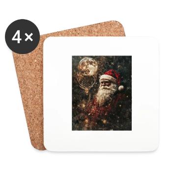 Weihnachtsmann Frauen Männer Kinder Weihnachten - Untersetzer (4er-Set) - Weiß - Vorne