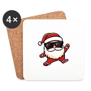Drôle de fête Père Noël - Dessous de verre (lot de 4) - blanc - Devant