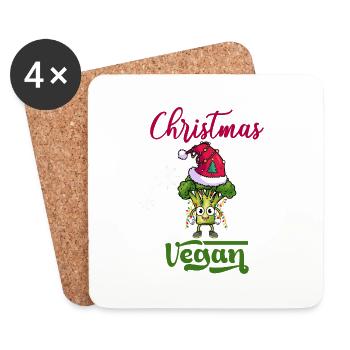 Brocoli de Noël végétalien - Dessous de verre (lot de 4) - blanc - Devant