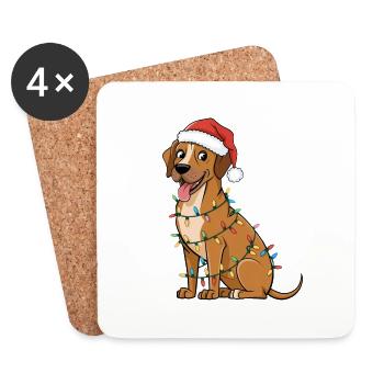 Rhodesian Ridgeback Noël Lumières Noël Chiens - Dessous de verre (lot de 4) - blanc - Devant