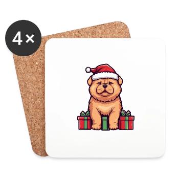 Chow Chow Dog Christmas Comic Gifts - Coasters (set of 4) - white - Front