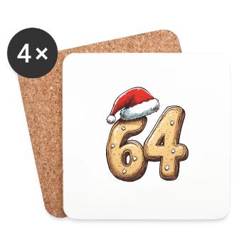 64 Zahl Weihnachten Keks - Untersetzer (4er-Set) - Weiß - Vorne