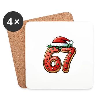67 Number Christmas Biscuit - Coasters (set of 4) - white - Front