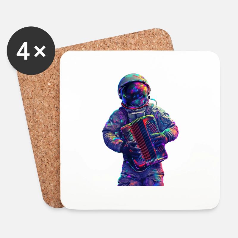 Astronaut Akkordeon - Untersetzer (4er-Set) - Weiß