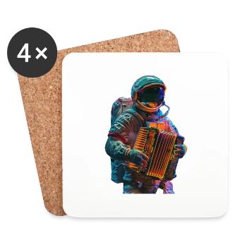 Accordéon astronaute - Dessous de verre (lot de 4) - blanc - Devant