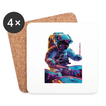 Astronaut Trommeln - Untersetzer (4er-Set) - Weiß - Vorne