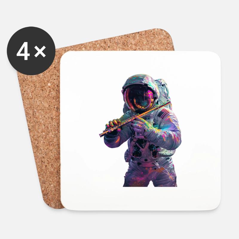 Astronaut Querflöte - Untersetzer (4er-Set) - Weiß
