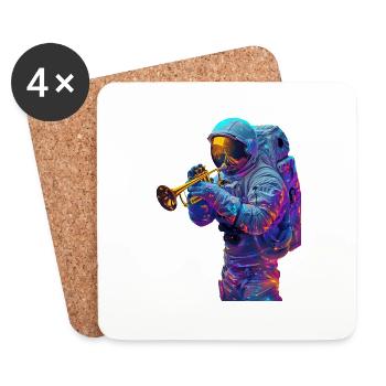 Trompette astronaute - Dessous de verre (lot de 4) - blanc - Devant
