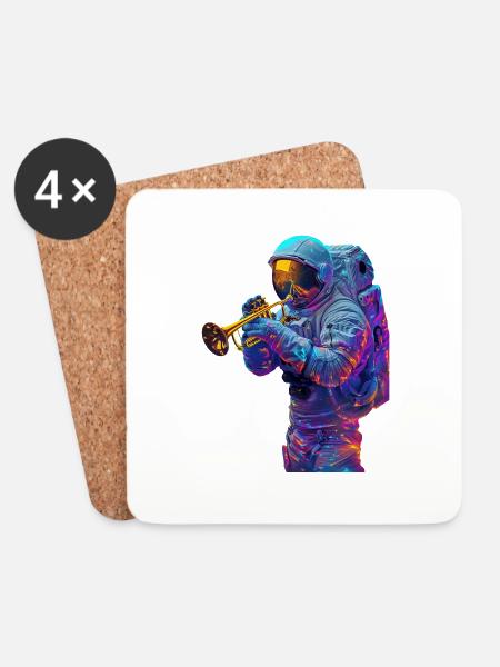 Astronaut Trompete - Untersetzer (4er-Set) - Weiß