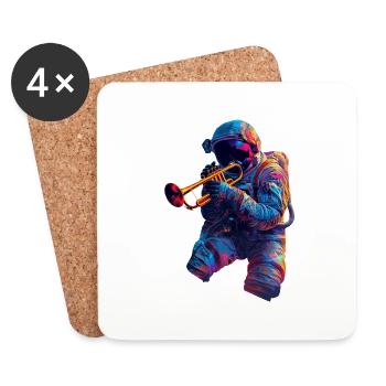 Trompette astronaute - Dessous de verre (lot de 4) - blanc - Devant