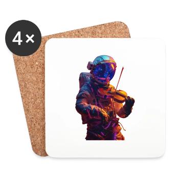Violon astronaute - Dessous de verre (lot de 4) - blanc - Devant