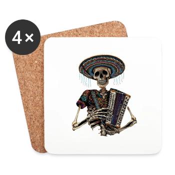Akkordeon Mexikanisches Skelett - Untersetzer (4er-Set) - Weiß - Vorne