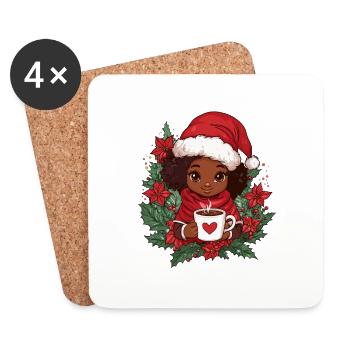 African Santa Woman Coffee Christmas - Coasters (set of 4) - white - Front