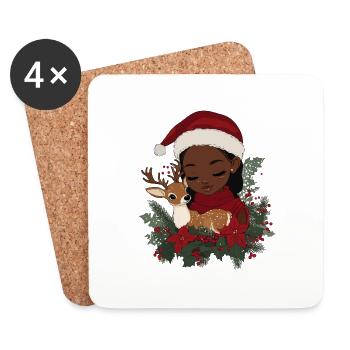 African Santa Woman Coffee Christmas - Coasters (set of 4) - white - Front