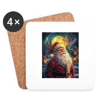 Weihnachtsmann Frauen Männer Kinder Weihnachten - Untersetzer (4er-Set) - Weiß - Vorne
