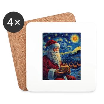 Weihnachtsmann Frauen Männer Kinder Weihnachten - Untersetzer (4er-Set) - Weiß - Vorne