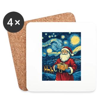 Weihnachtsmann Frauen Männer Kinder Weihnachten - Untersetzer (4er-Set) - Weiß - Vorne