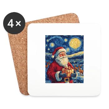 Weihnachtsmann Frauen Männer Kinder Weihnachten - Untersetzer (4er-Set) - Weiß - Vorne