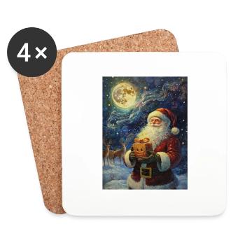 Weihnachtsmann Frauen Männer Kinder Weihnachten - Untersetzer (4er-Set) - Weiß - Vorne