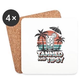 Tanned And Tipsy - Untersetzer (4er-Set) - Weiß - Vorne