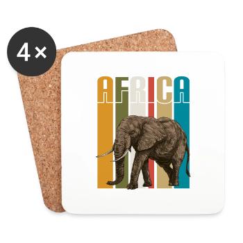 Majestät Afrika – Elefant im Retro-Stil - Untersetzer (4er-Set) - Weiß - Vorne