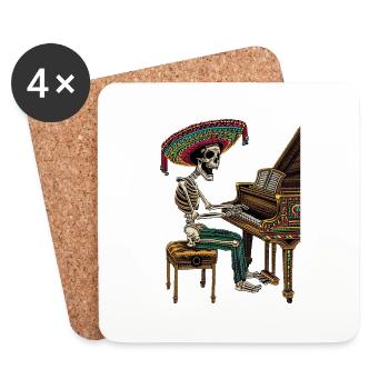 Klavier Mexikanisches Skelett - Untersetzer (4er-Set) - Weiß - Vorne