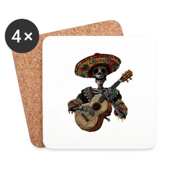 Ukulélé Mexicain Squelette - Dessous de verre (lot de 4) - blanc - Devant