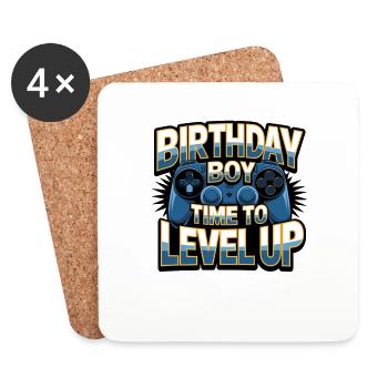 Birthday Boy Time to Level Up Birthday Gamer Boys - Dessous de verre (lot de 4) - blanc - Devant