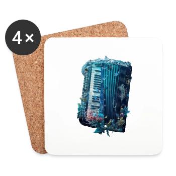 Accordéon de poisson - Dessous de verre (lot de 4) - blanc - Devant