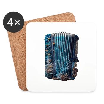 Accordéon de poisson - Dessous de verre (lot de 4) - blanc - Devant