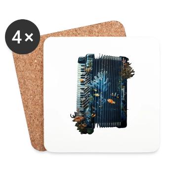 Accordéon de poisson - Dessous de verre (lot de 4) - blanc - Devant