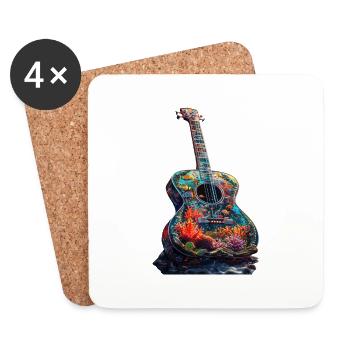 Fisch Gitarre - Untersetzer (4er-Set) - Weiß - Vorne