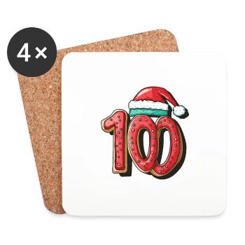 100 Number Christmas Biscuit - Coasters (set of 4) - white - Front