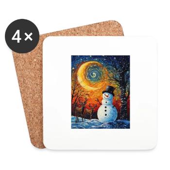 Schneemann Weihnachten Frauen Männer Kinder - Untersetzer (4er-Set) - Weiß - Vorne