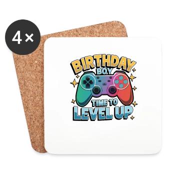 Birthday Boy Time to Level Up Birthday Gamer Boys - Coasters (set of 4) - white - Front