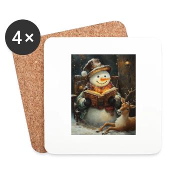 Schneemann Weihnachten Frauen Männer Kinder - Untersetzer (4er-Set) - Weiß - Vorne