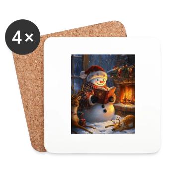 Schneemann Weihnachten Frauen Männer Kinder - Untersetzer (4er-Set) - Weiß - Vorne